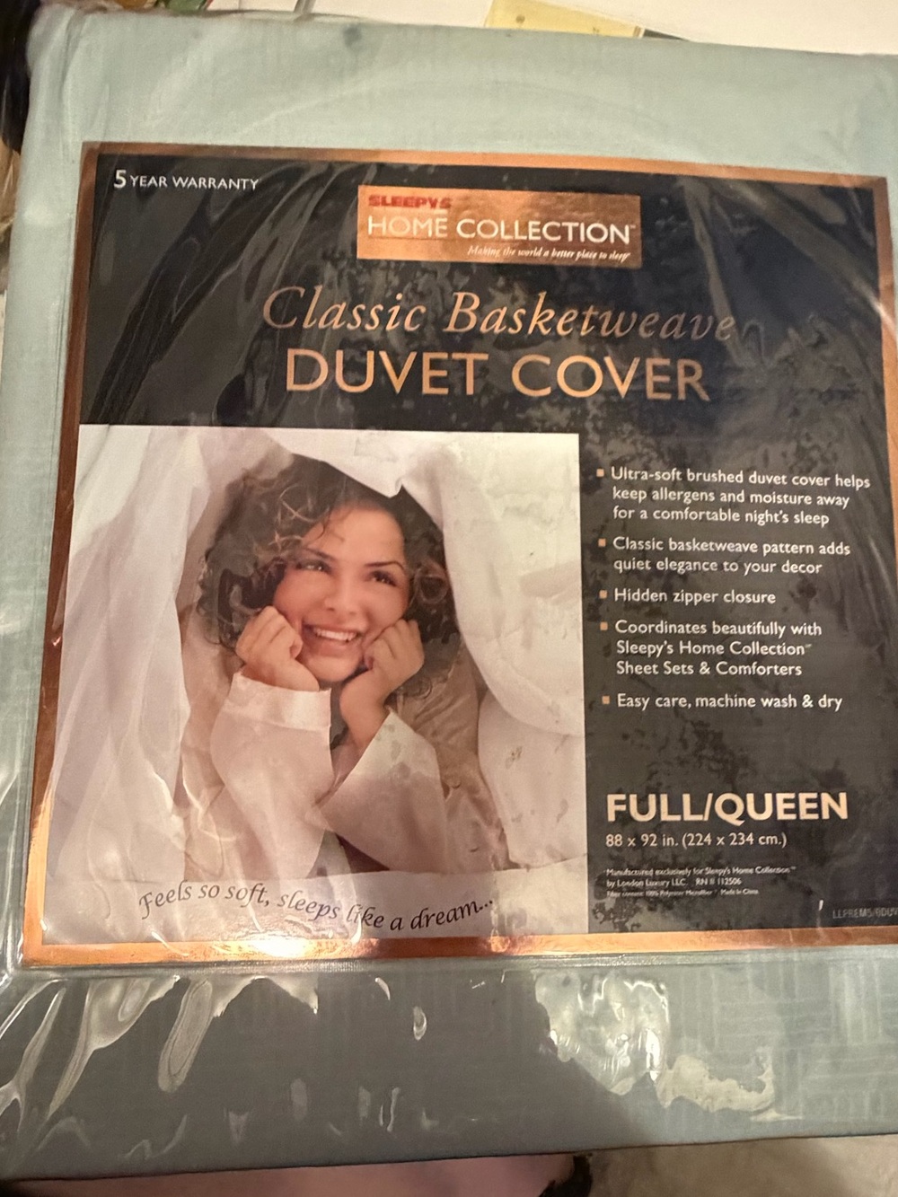 Home Collection Basketweave Full/Queen Duvet Cover - Light Teal NWOT